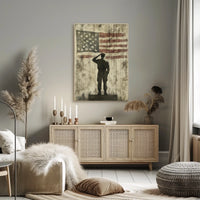 Veteran Saluting Portrait of Americana Home Decor Poster