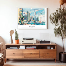 Vibrant Madrid Skyline Poster PosterGoat