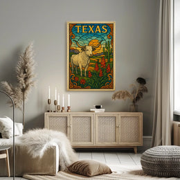 Texas Stained Glass Landscape Poster