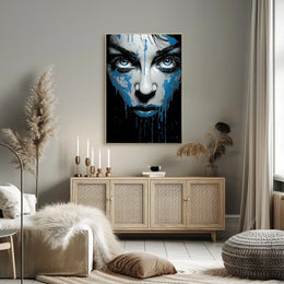 Striking Blue-Eyed Woman Abstract Art Poster