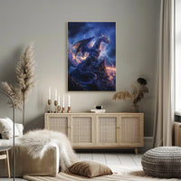 Majestic Blue Dragon Photorealistic Fantasy or Mythology Poster PosterGoat