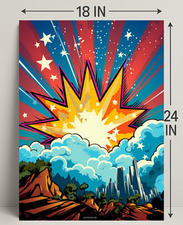 Cosmic Explosion Over Cityscape Poster