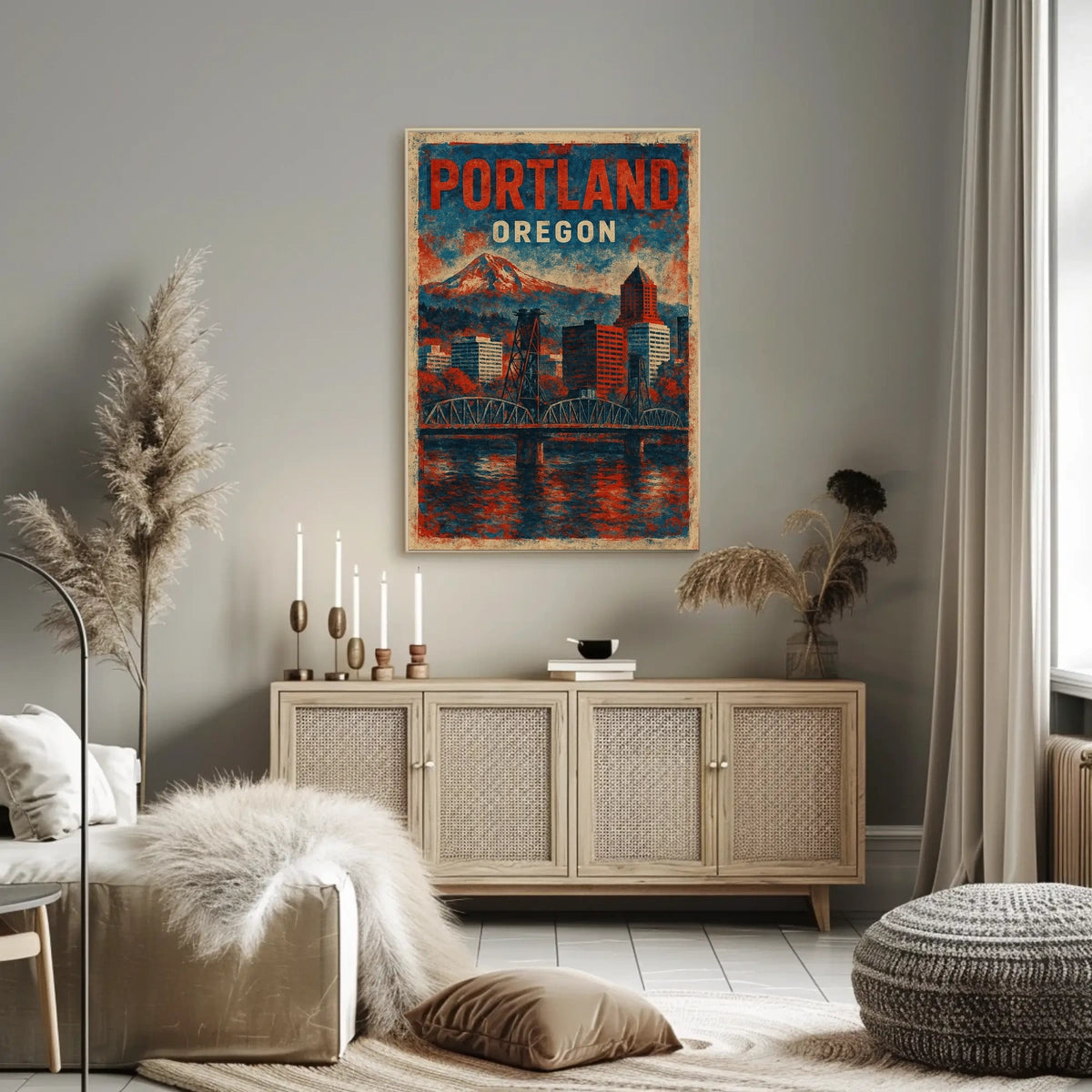Portland Cityscape Minimalist Urban Photography Poster