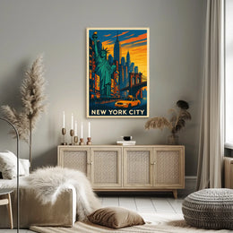 New York City Poster Vintage Travel Cityscape Wall Art