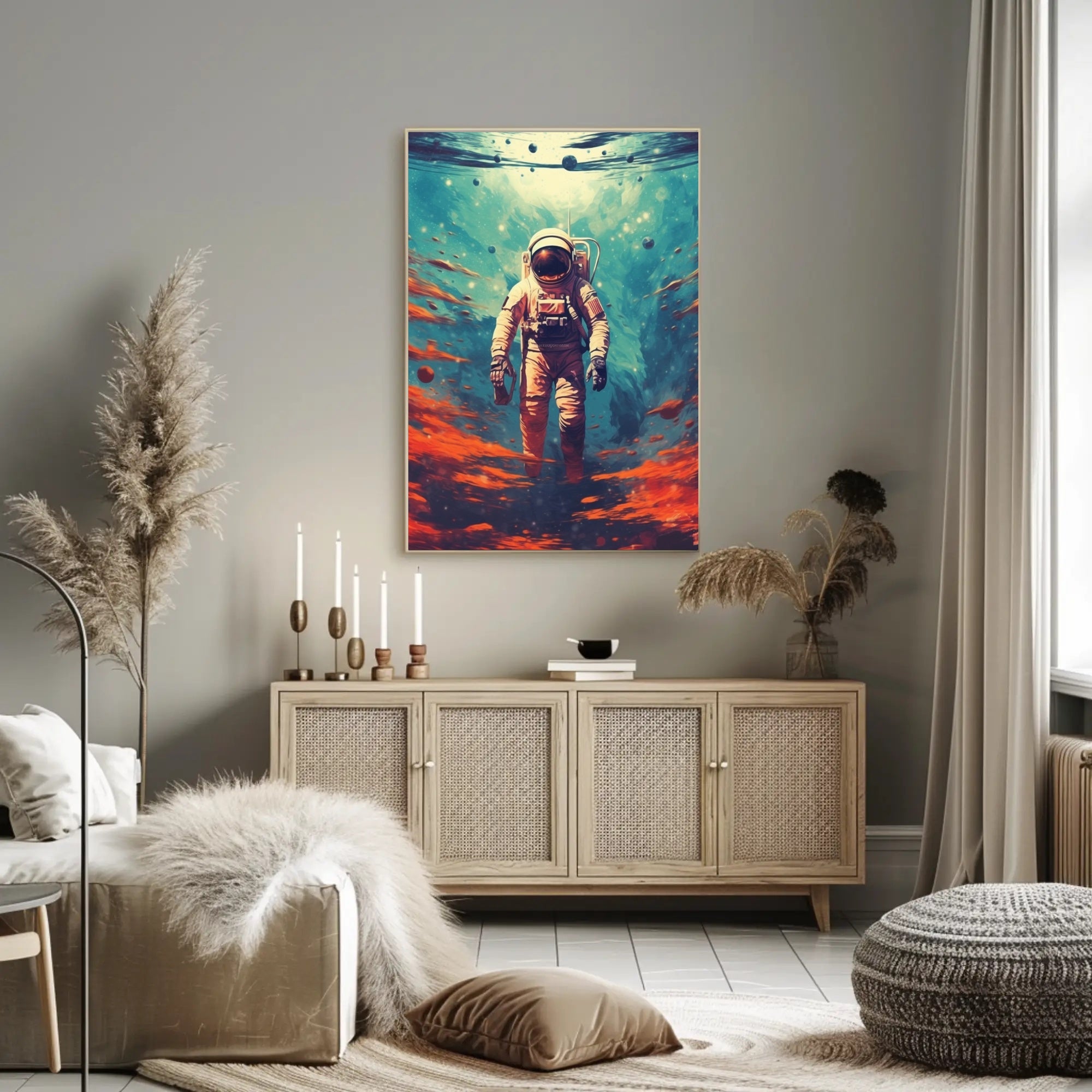 Astronaut in Cosmic Waters Poster