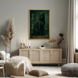 Majestic Black Cat with Gold Collar Animal Poster