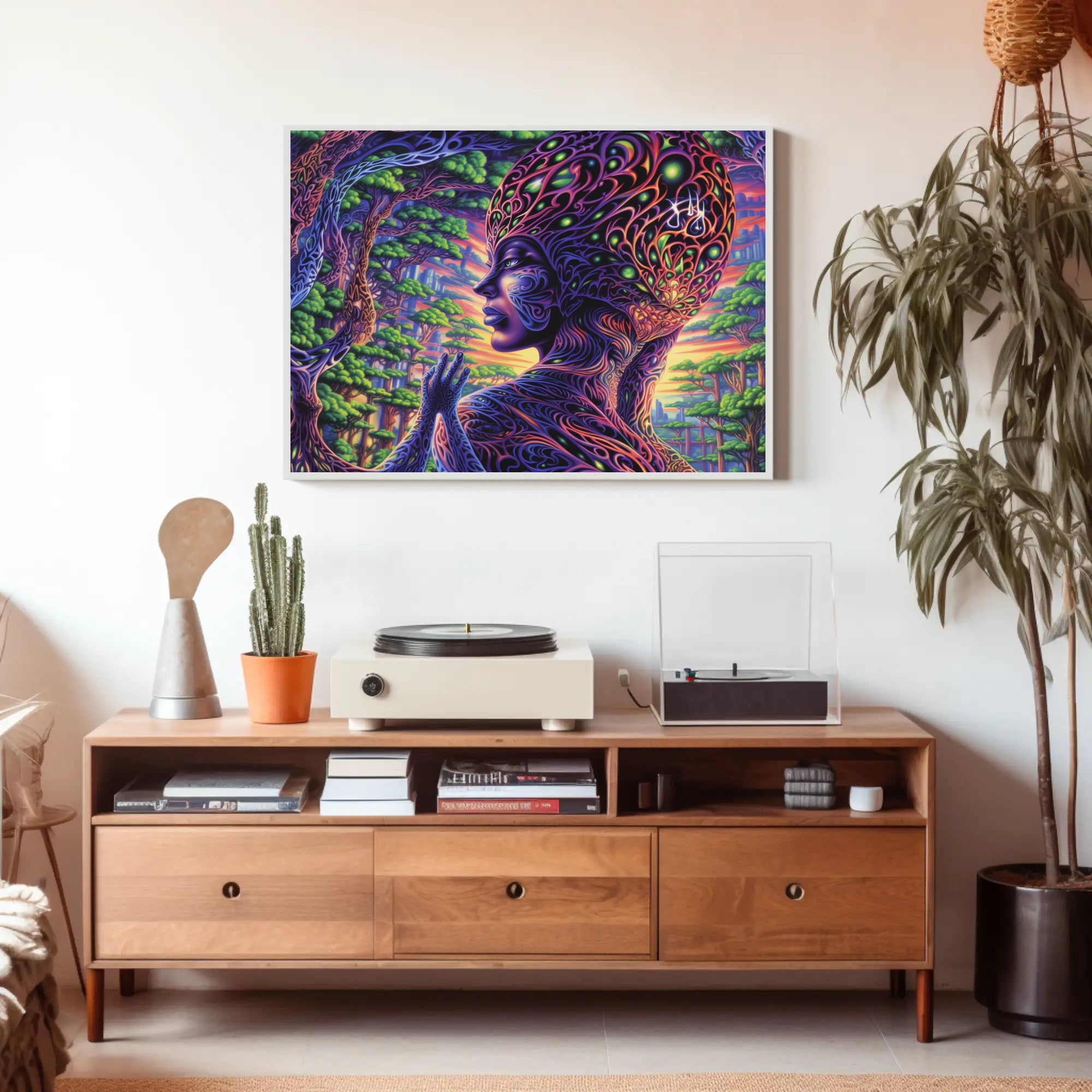 Psychedelic Alien Figure in Surreal Nature Fantasy or Mythology Poster