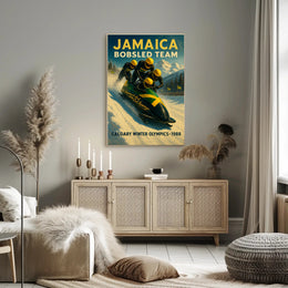 Jamaica Bobsled Team 1988 Winter Olympics Poster