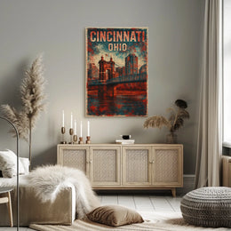 Cincinnati Ohio Scenic Vintage Cityscape Travel Souvenir Collector Gift Enthusiast Poster