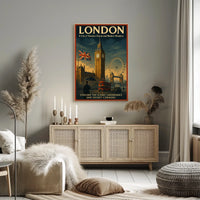 London's Iconic Landmarks Vintage Travel Poster Art