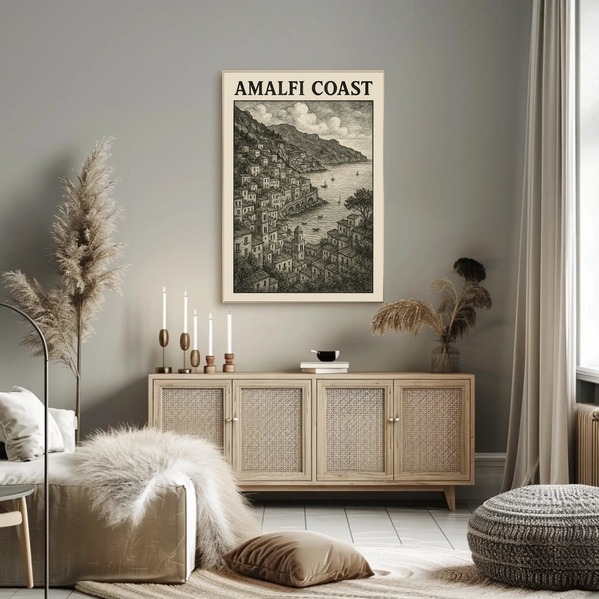 Amalfi Coast Poster Wall Art 18x24 Coastal Decor Print