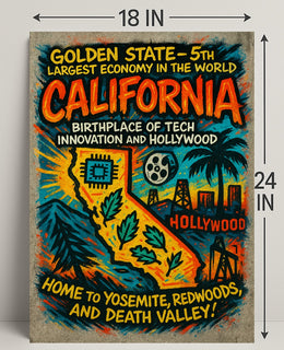 California Vintage Travel Poster Wall Art PosterGoat
