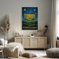 Artistic Pennsylvania Night Scene: Vintage Impressionistic Poster