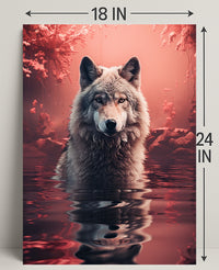 Majestic Wolf In Enchanted Waters Poster PosterGoat