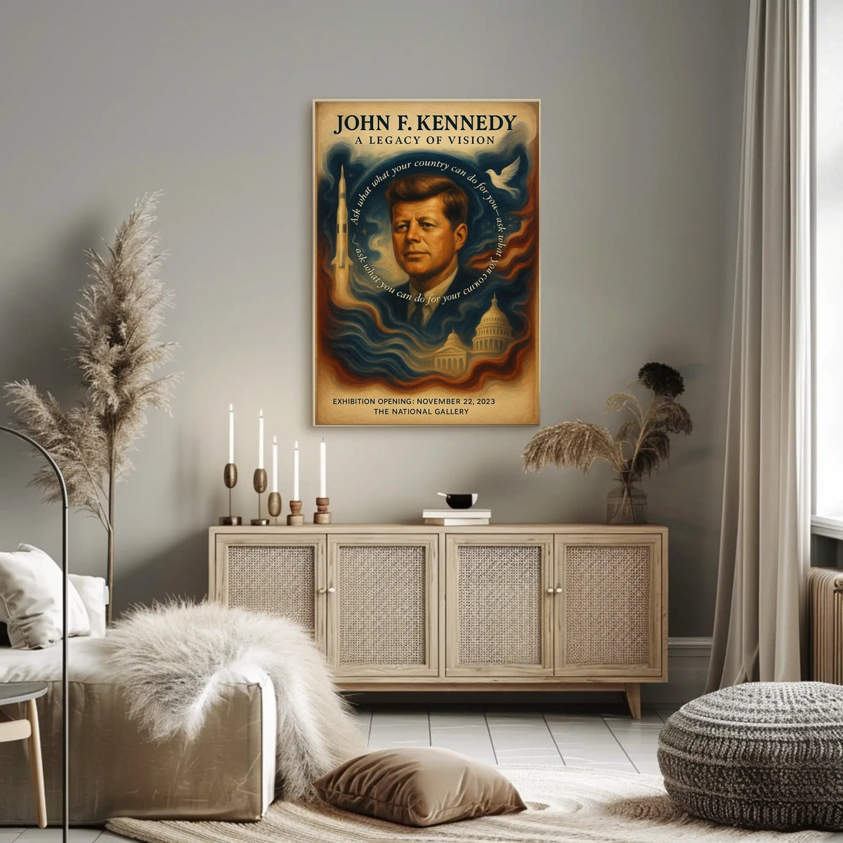 John F. Kennedy Visionary Leadership Vintage Poster