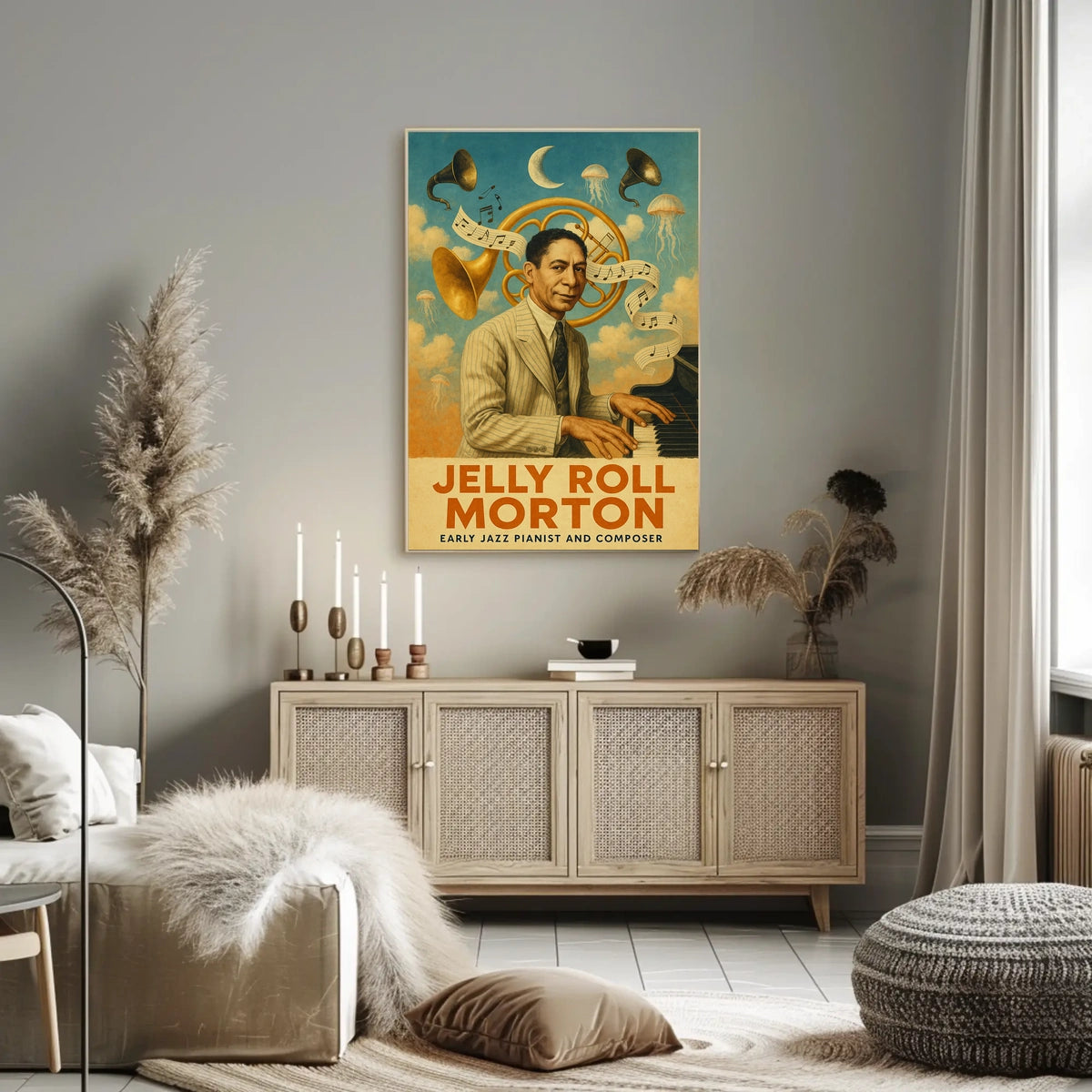 Jelly Roll Morton Early Jazz Pioneer Poster