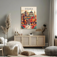 Osaka Blend of Historical and Modern Travel Poster