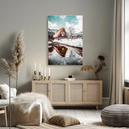Winter Serenity In A Traditional Village Poster