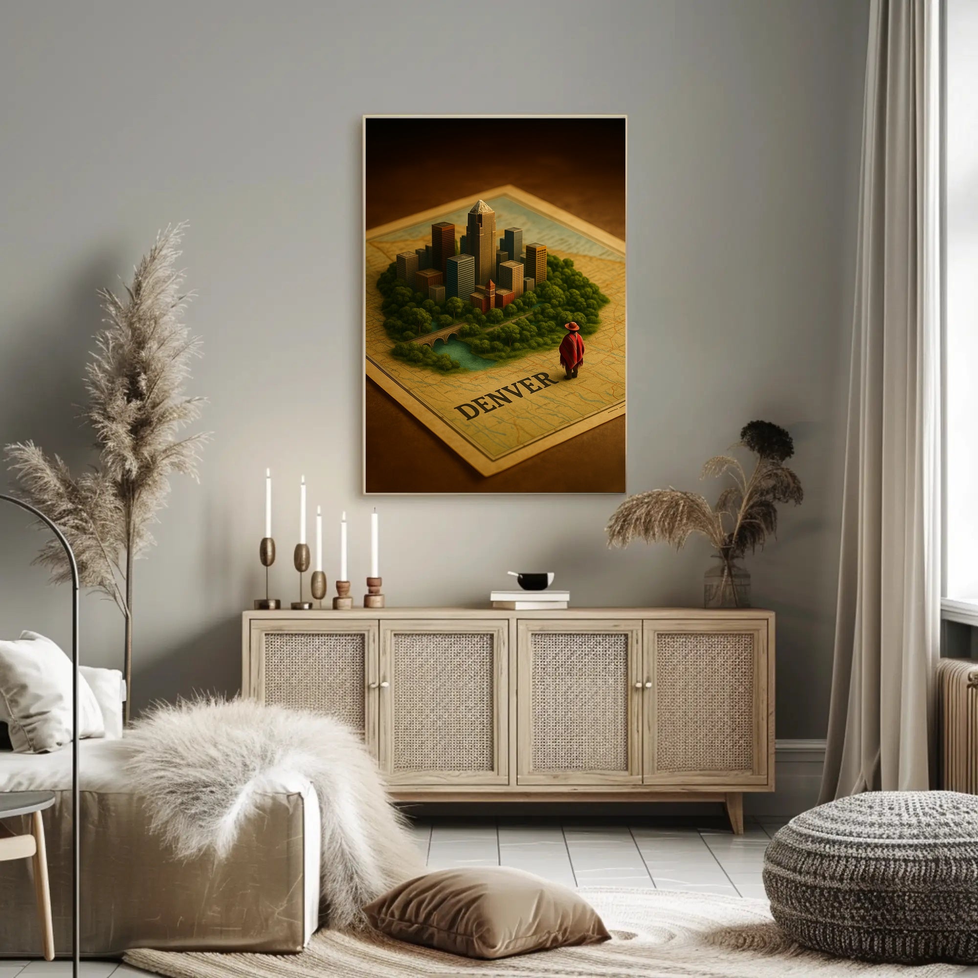 Denver Miniature Cityscape Poster Wall Art Print