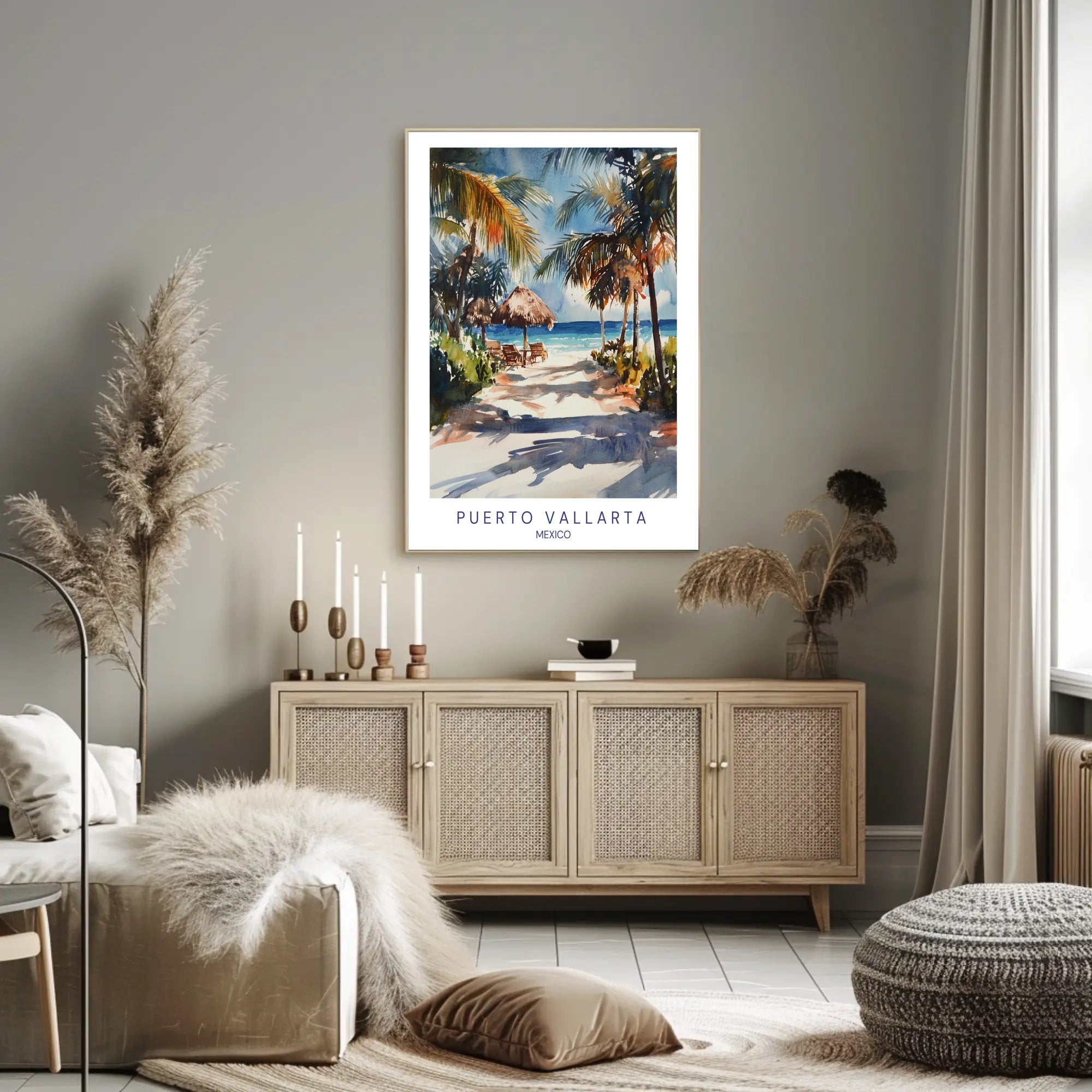 Tropical Beach Watercolor Art Travel Poster PosterGoat