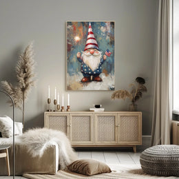 patriotic gnome holding a sparkler Poster
