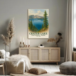 Crater Lake Scenic Travel Poster Vintage Wall Art