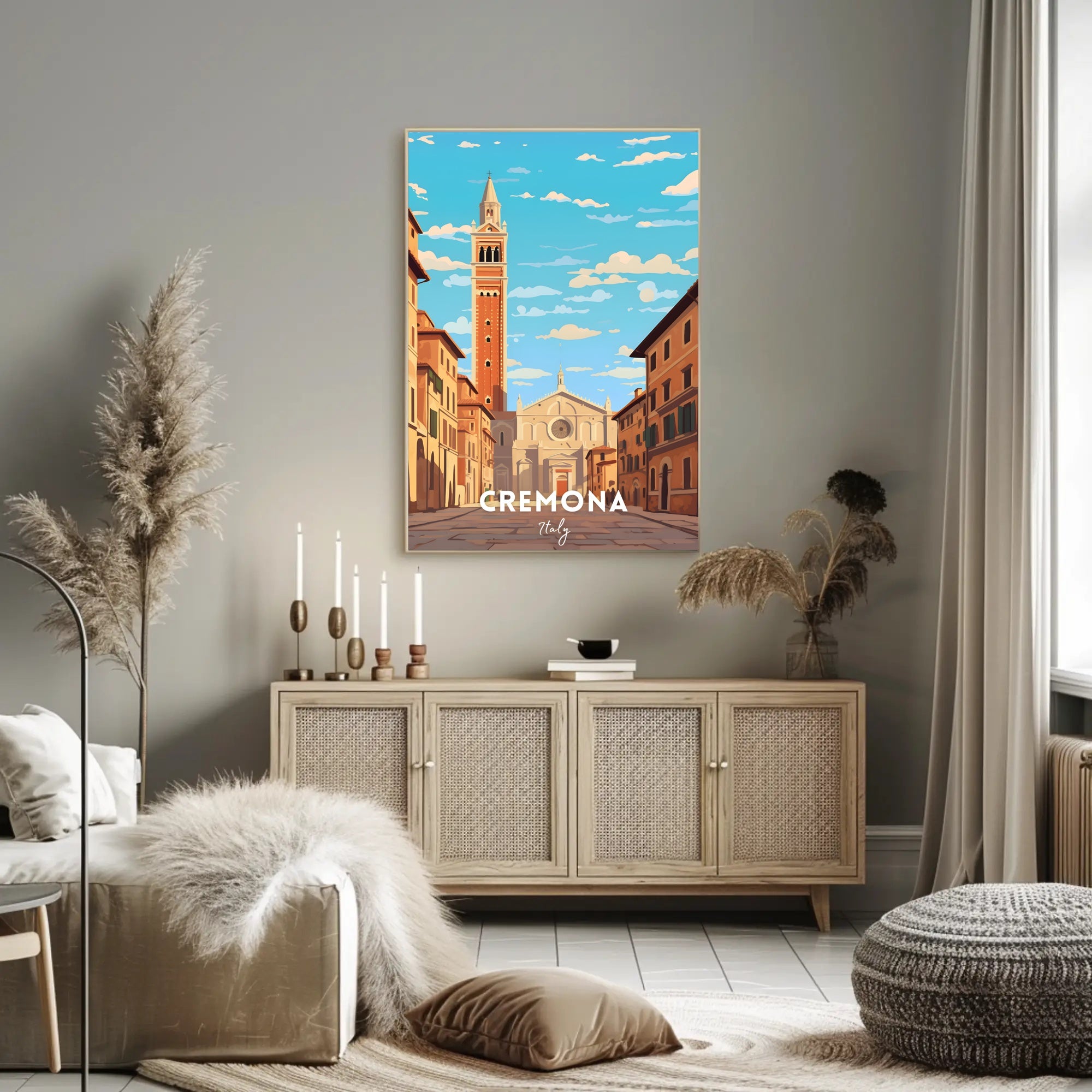 Cremona Cathedral Street Scene Poster