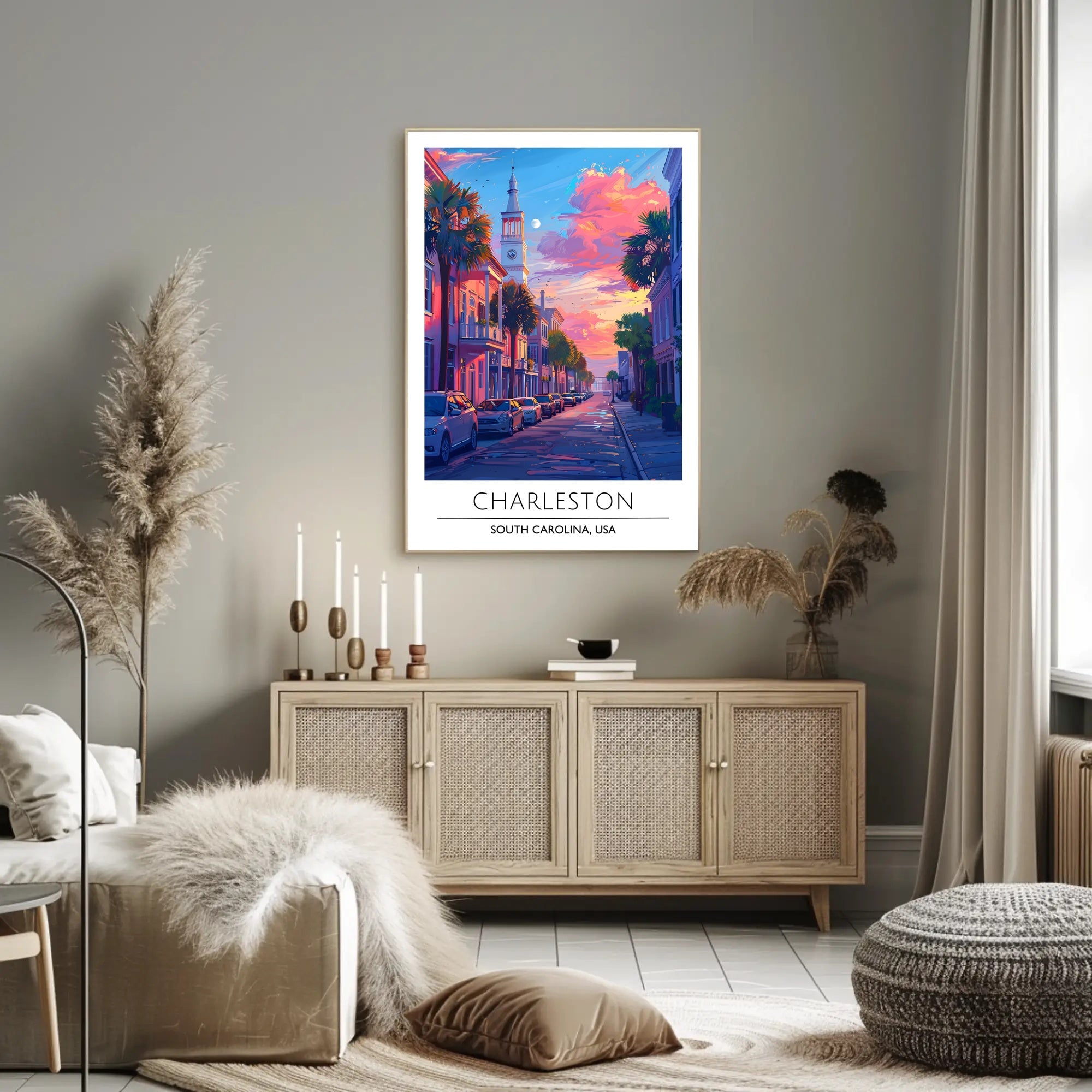 Charleston Street Scene: Vibrant Urban or Cityscape Poster