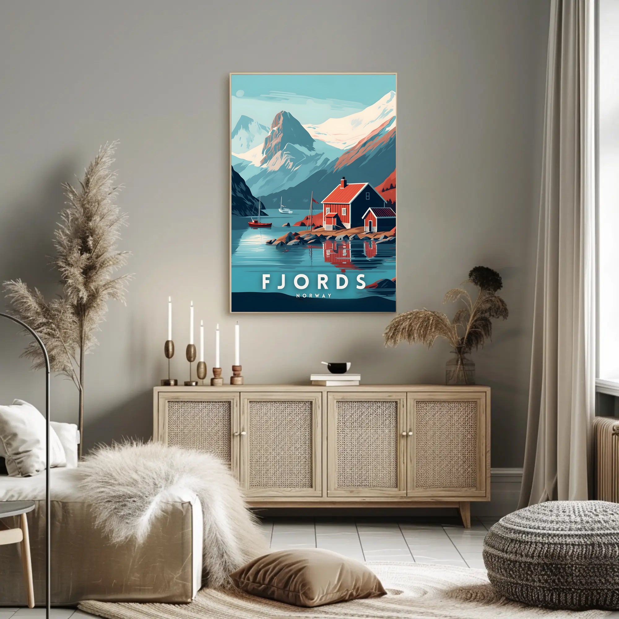 Norwegian Fjord Landscape Scenic Travel Poster