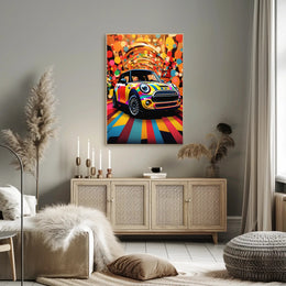 Vibrant Mini Cooper Pop Art for Artistic Poster Enthusiasts