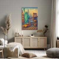 New York City Poster Abstract Mosaic Colorful Wall Art