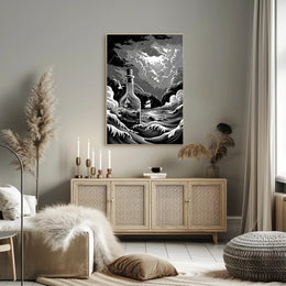 Stormy Seas in a Bottle Art Poster Print for Home Decor PosterGoat