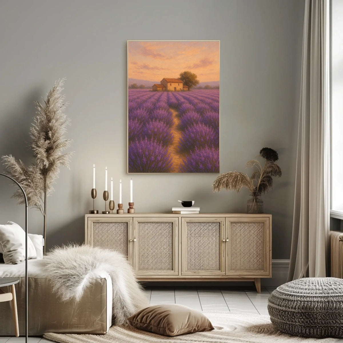 Lavender Fields at Sunset Poster