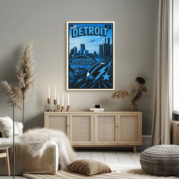 Detroit Skyline and Sports Poster PosterGoat