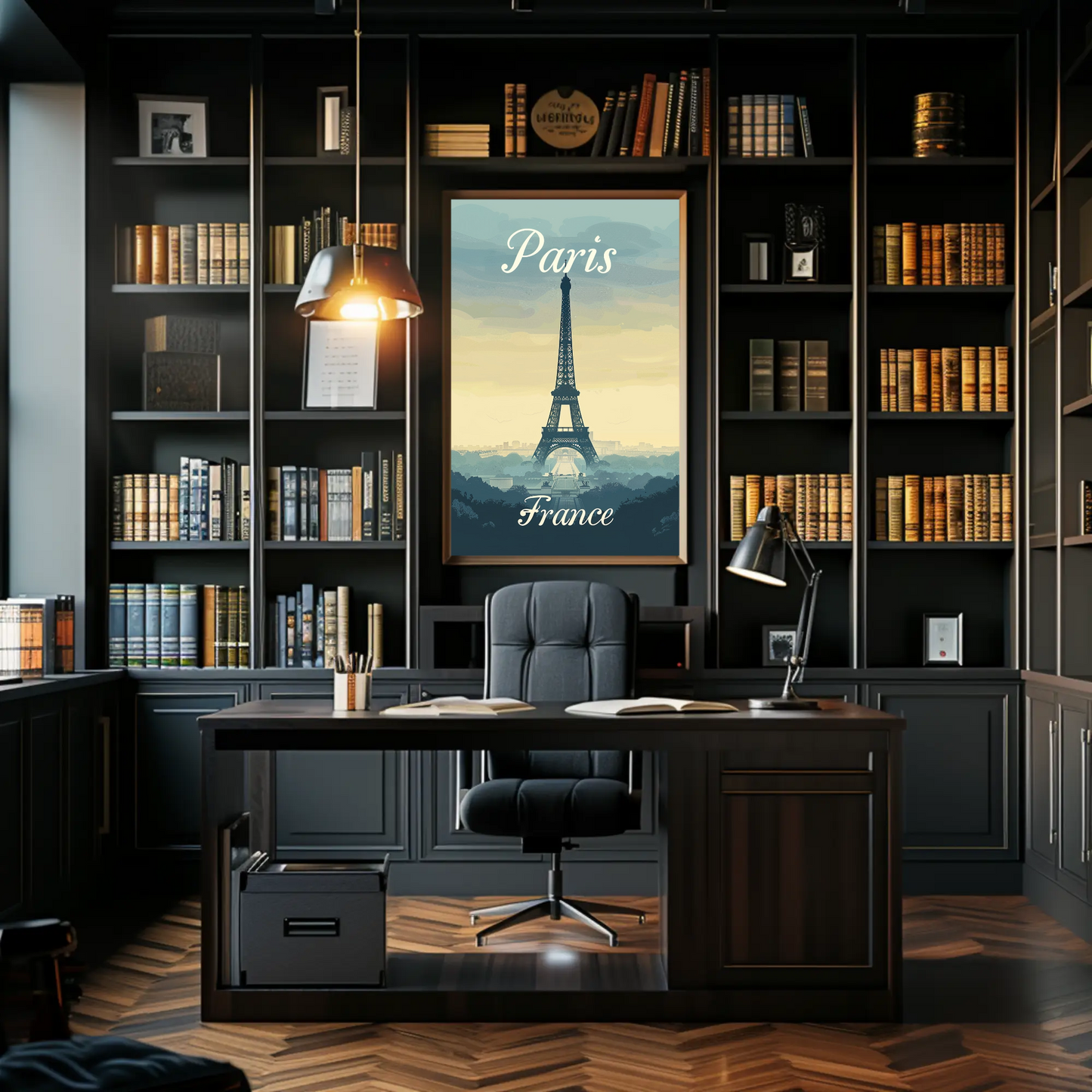 Paris, France - Eiffel Tower Vintage Style Poster