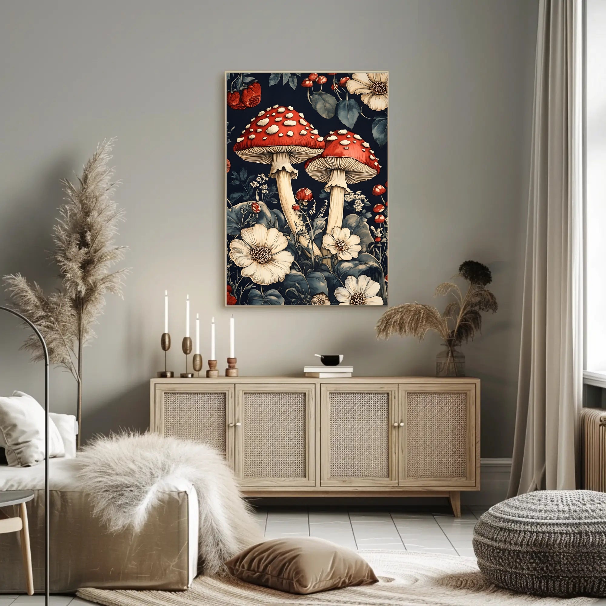 Enchanted Forest Mushrooms Wall Art Print