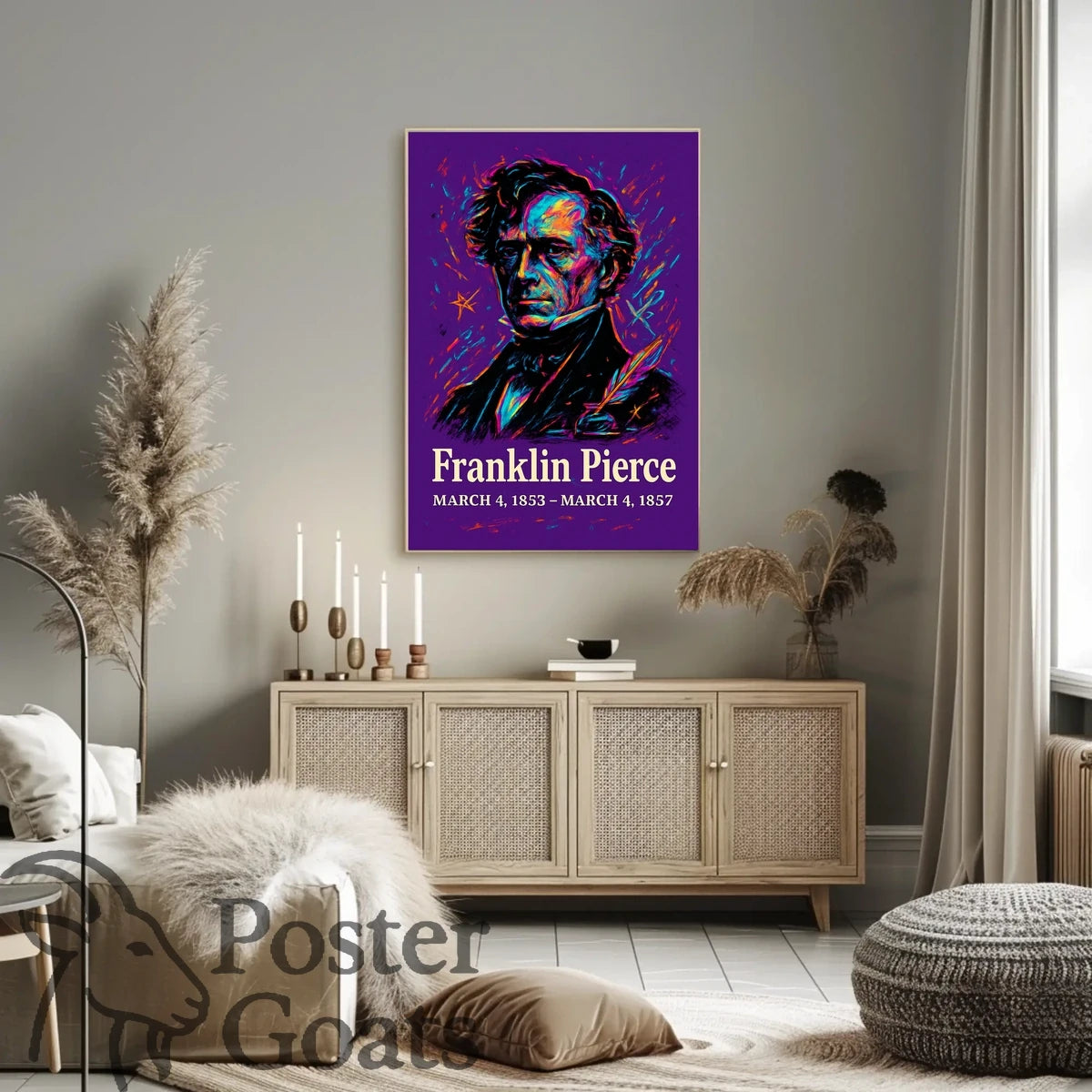 Franklin Pierce Vibrant Artistic Historical Presidential Poster