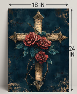 Roses And Thorns Cross Poster