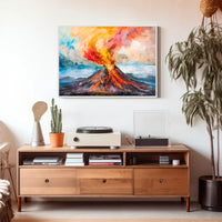 Volcanic Eruption Abstract Art Poster: Nature's Fury