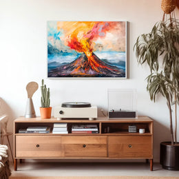 Volcanic Eruption Abstract Art Poster: Nature's Fury
