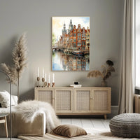 Amsterdam Canal Scene Classic Dutch Architecture Travel Poster