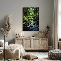 Tranquil Forest Stream Artistic Nature Poster