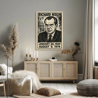 Richard Nixon 37th President of the United States B & W Comic Sketch Poster