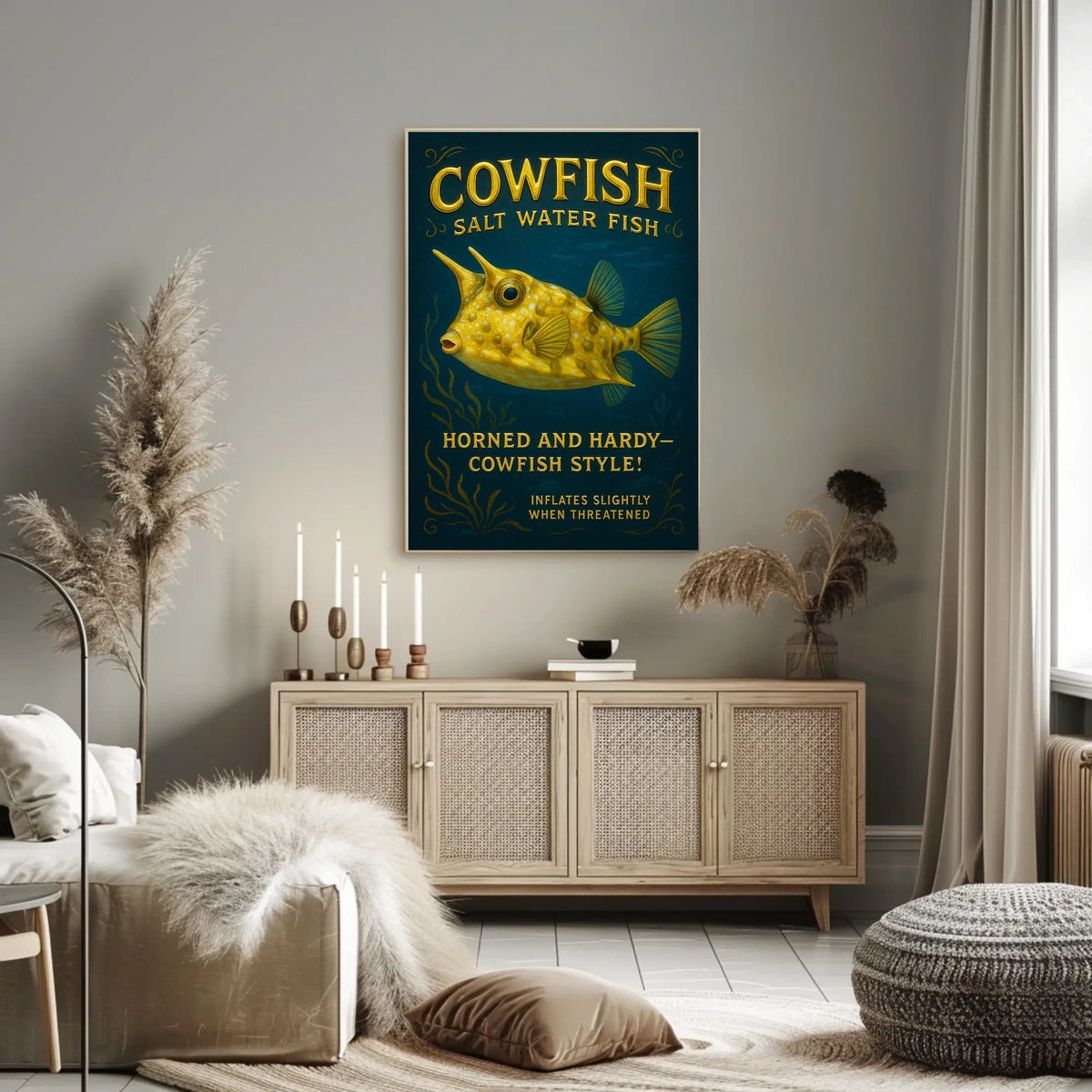 Cowfish A Unique Saltwater Species Poster