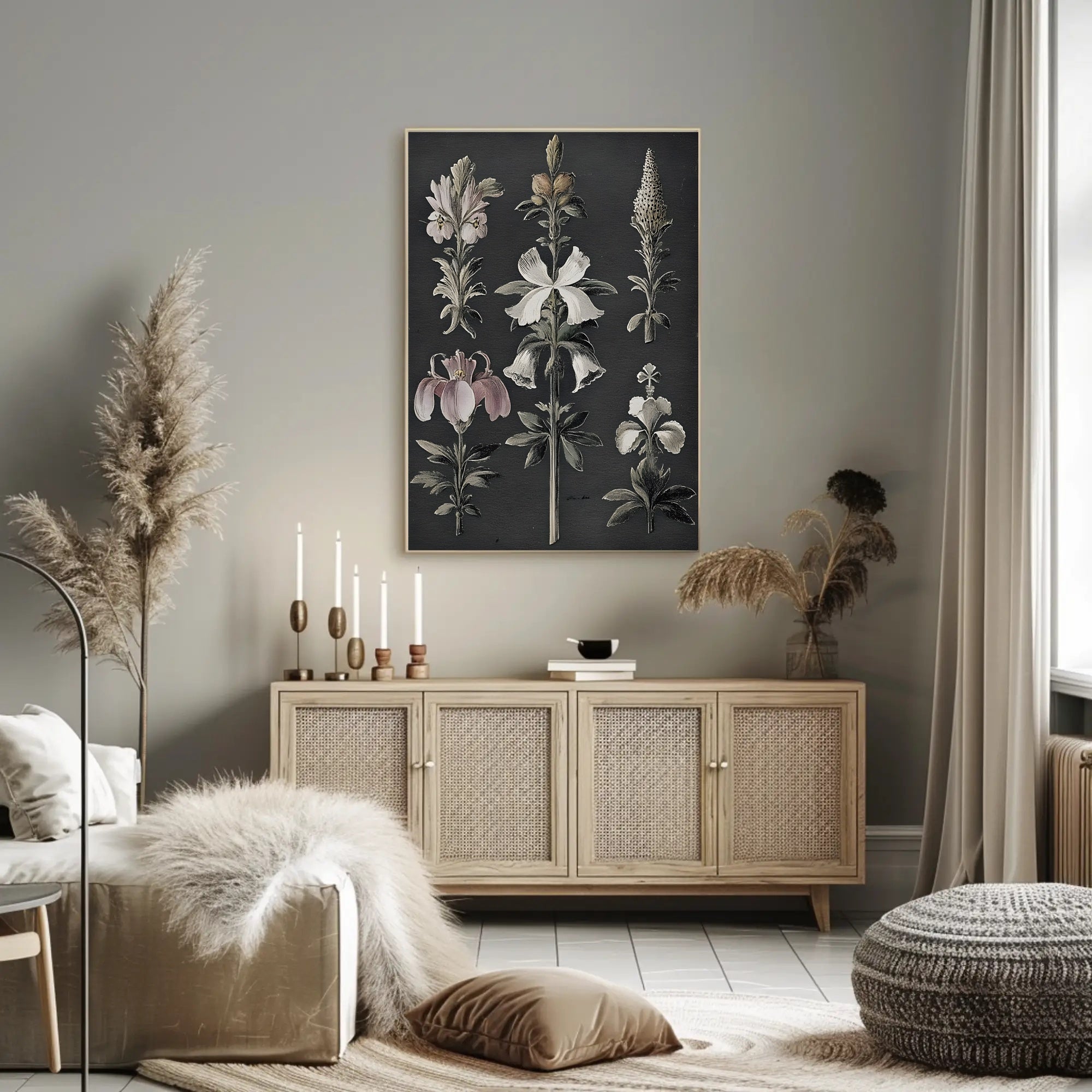 Botanical Illustrations Dark Background Educational Poster PosterGoat