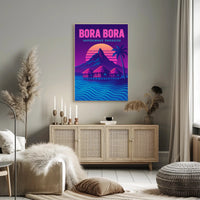 Bora Bora Vaporwave Paradise Travel Poster PosterGoat