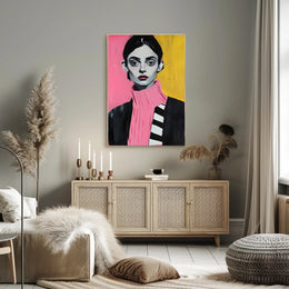 Vibrant Portrait Poster Modern Pink And Yellow Print