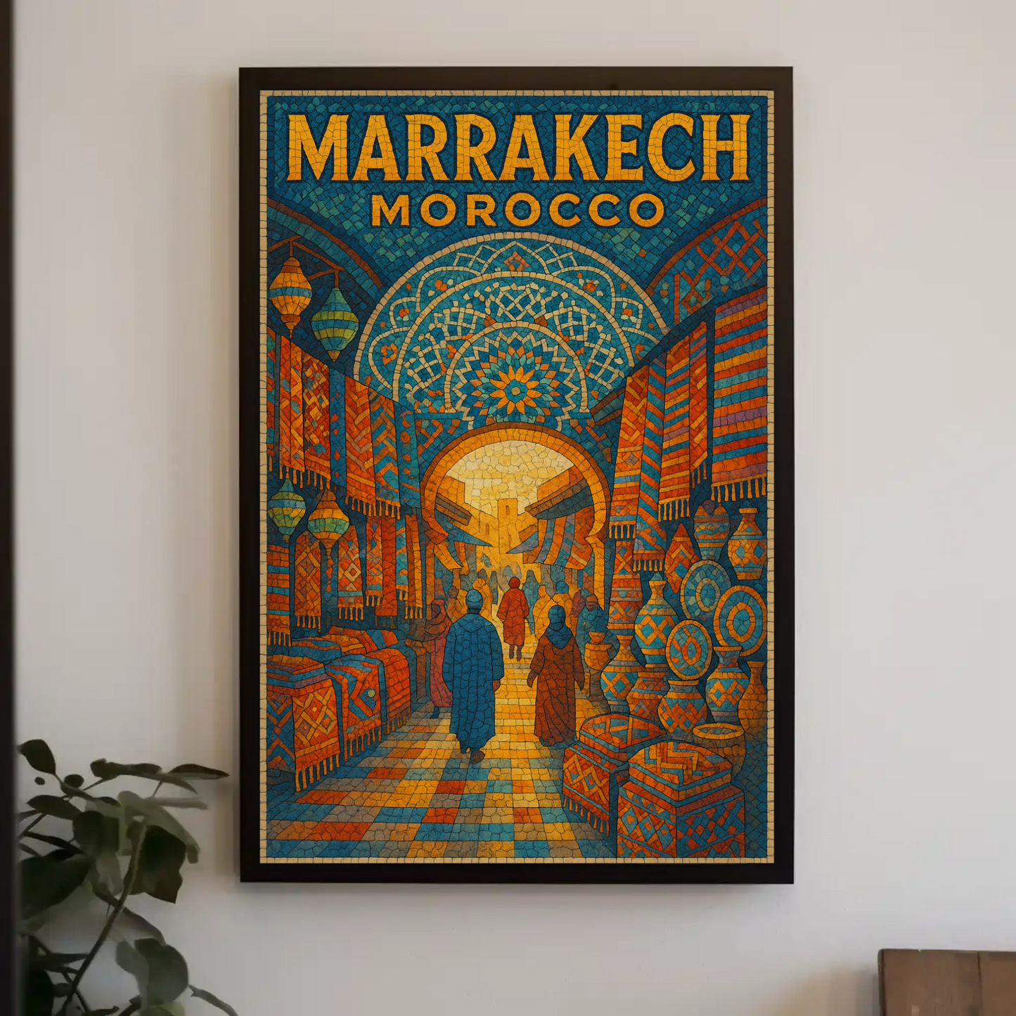 Marrakech Morocco Mosaic Market Scene Poster Poster