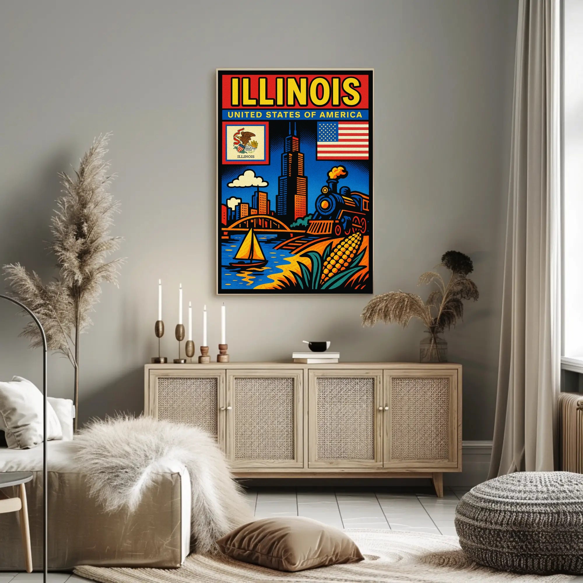 Illinois A Vibrant Tribute Poster PosterGoat