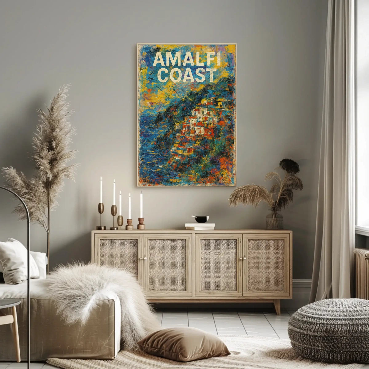 Amalfi Coast Poster Art 18x24 Coastal Wall Decor Gift